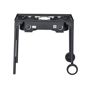 2 Burner Outdoor Propane Gas Stove, 150,000 BTU Propane LPG Gas Camping Stove, Heavy-duty Carbon Steel Outdoor Cooker